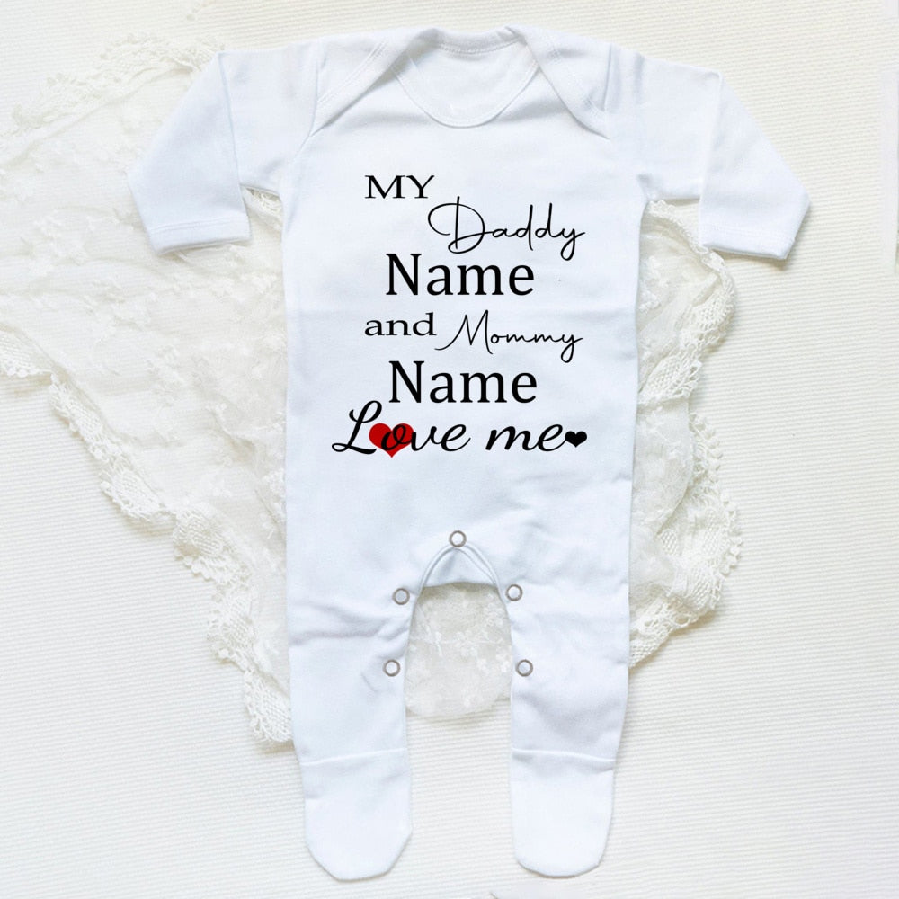 Grandma & Grandpa Love Me Personalised Babygrow - Unisex Sleepsuit, Newborn Coming Home Gift.