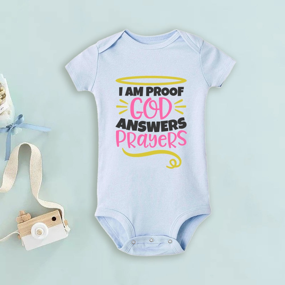 Proof God Answers Prayers Bodysuit - Answered Prayer Romper, Baby Announcement, Newborn Gift