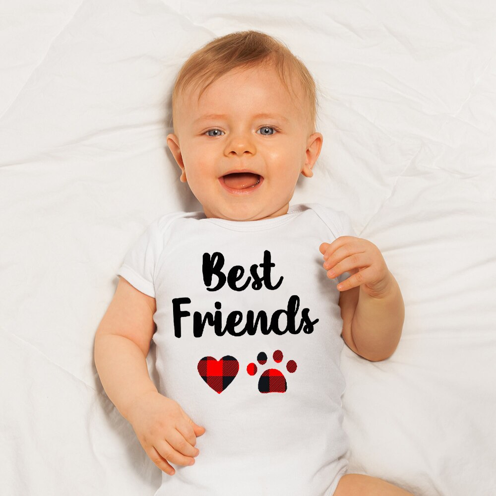 Best Friends Baby & Dog Set - Bodysuit & Bandana, Shower Gift.