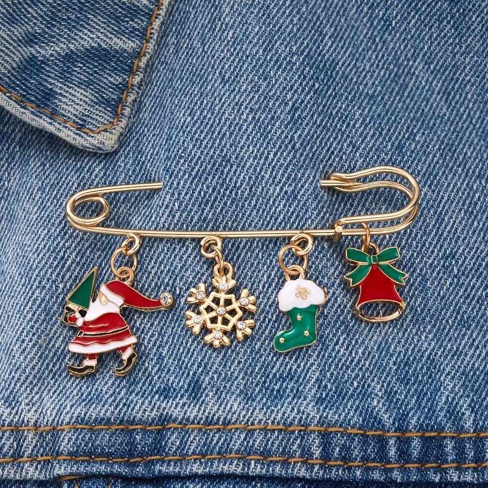 Christmas Snowman Brooch: Jewelry Gift Pin, Bag Decor, Dress Shawl Clip, Waistband Safety Pin.