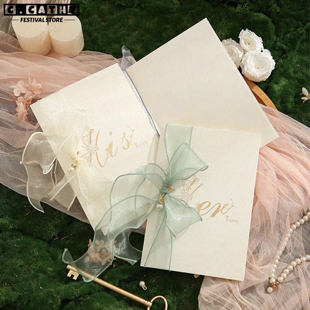 Personalized Wedding Vows Card Set: Romantic Promises, Bride & Groom Oath Book Decor