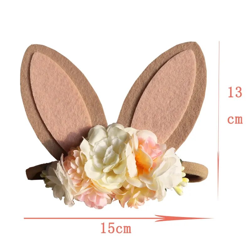 Easter Bunny Ears Floral Headband: Spring Flower Crown for Parties & Birthdays.