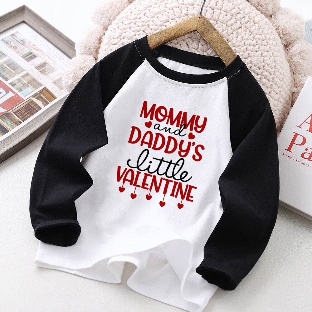 Valentines Kids Raglan T-shirt - Party Best Gift, Sibling Tee, Boys & Girls Long Sleeve Outfit