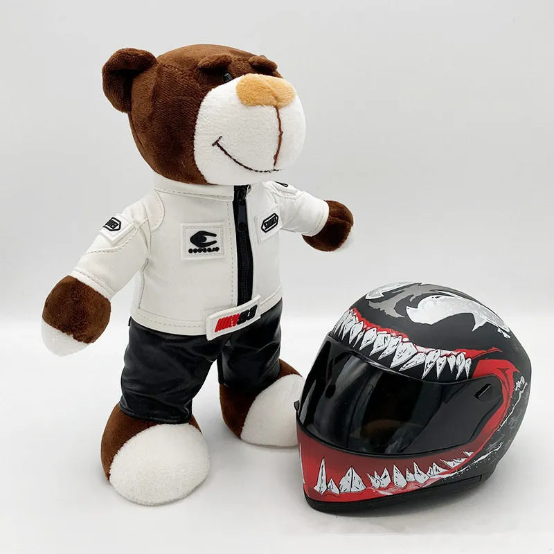 Locomotive Teddy with Helmet - Motorcycle Bear Plush,  Car Decor Ornament.