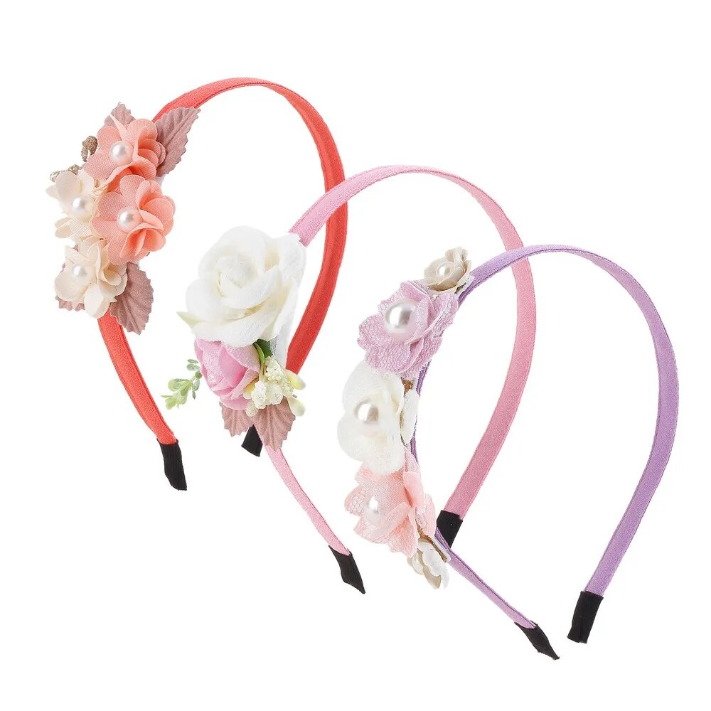 Baby Flower Girl Headband: Wedding Princess Floral Hairband, Kids Headwear Accessories.