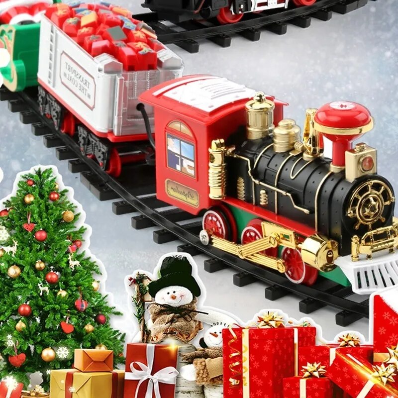 Christmas Train Toy: Tree Decoration with Sound & Light, Electric Railway Car Frame