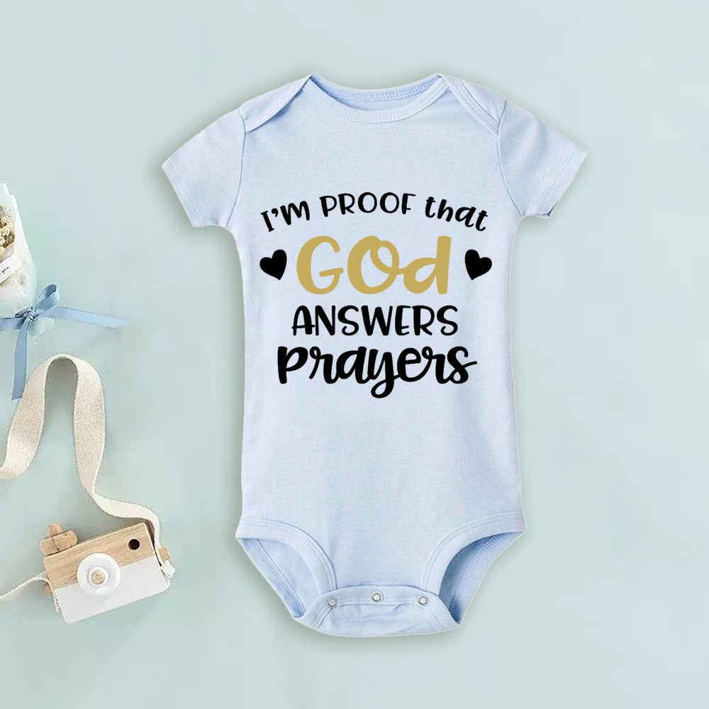 Proof God Answers Prayers Bodysuit - Answered Prayer Romper, Baby Announcement, Newborn Gift