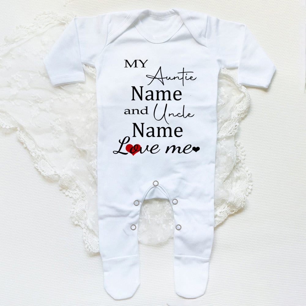 Grandma & Grandpa Love Me Personalised Babygrow - Unisex Sleepsuit, Newborn Coming Home Gift.