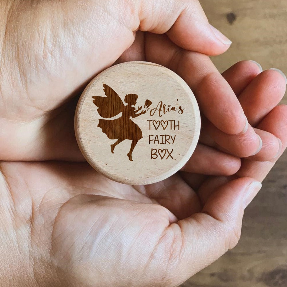 Personalised Tooth Fairy Box - Custom Wooden Engraved Newborn Teeth Gift
