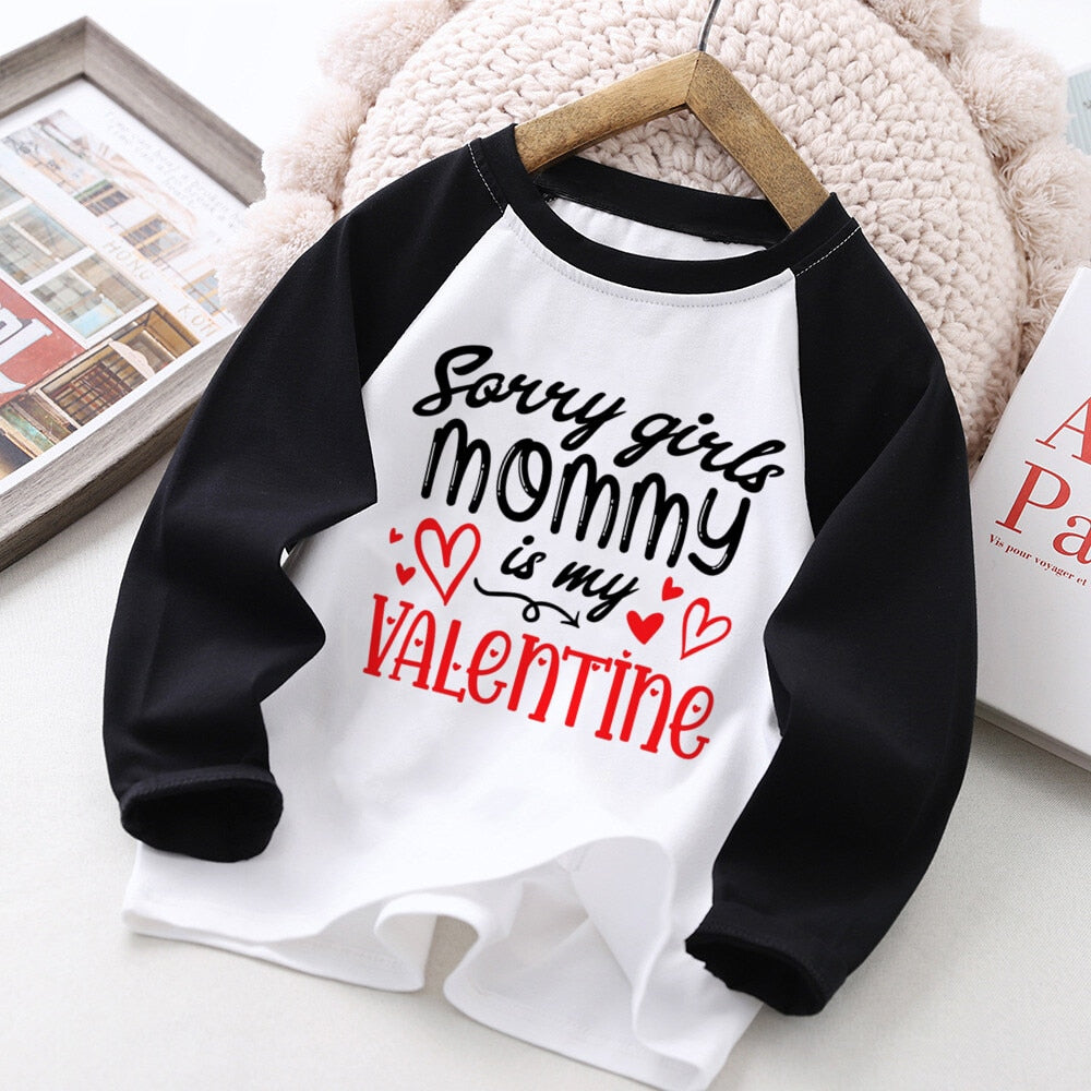 Valentines Kids Raglan T-shirt - Party Best Gift, Sibling Tee, Boys & Girls Long Sleeve Outfit