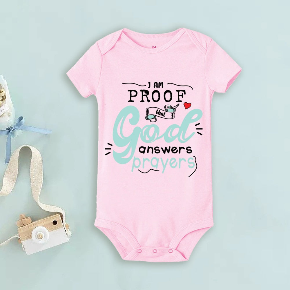 Proof God Answers Prayers Bodysuit - Answered Prayer Romper, Baby Announcement, Newborn Gift