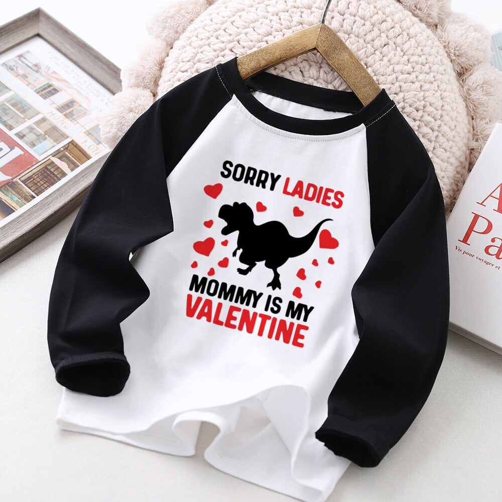 Valentines Kids Raglan T-shirt - Party Best Gift, Sibling Tee, Boys & Girls Long Sleeve Outfit