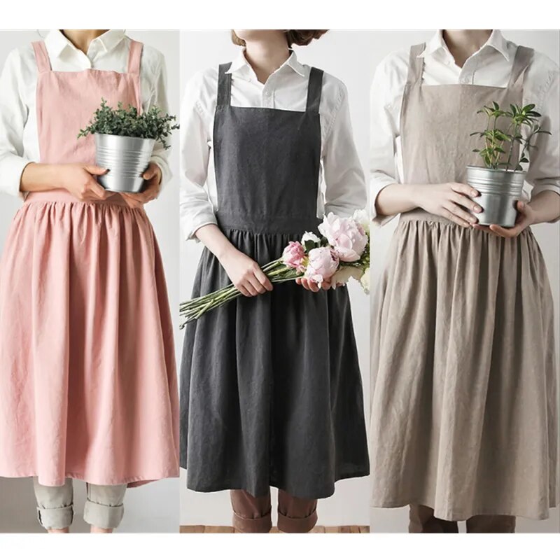 Nordic Cotton Linen Apron - Florist & Kitchen Use for Cooking, Baking, Coffee Shop & Gardening.