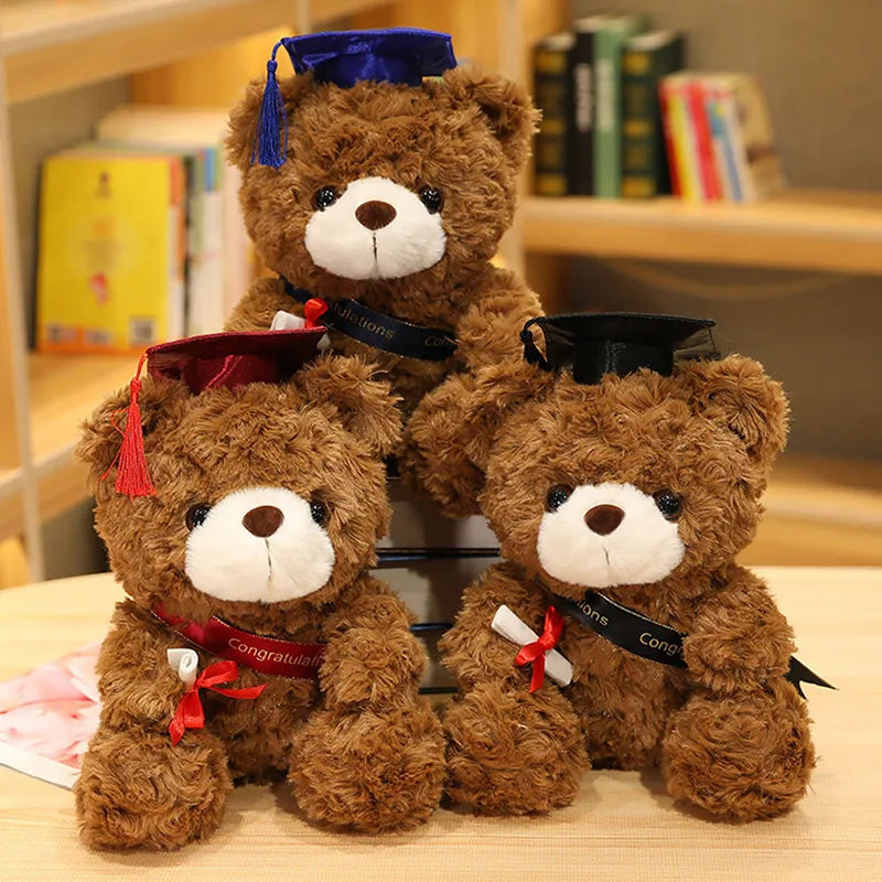 Bachelor's Cap Bear Plush - Teddy Toy, Graduation Gift for Kids & Students.