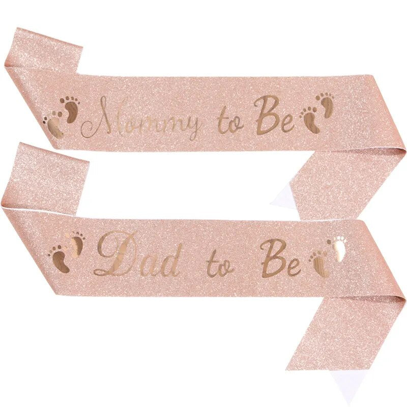 Newborn Welcome Party Straps: Glitter Bronzing for Mummy & Dad To Be.