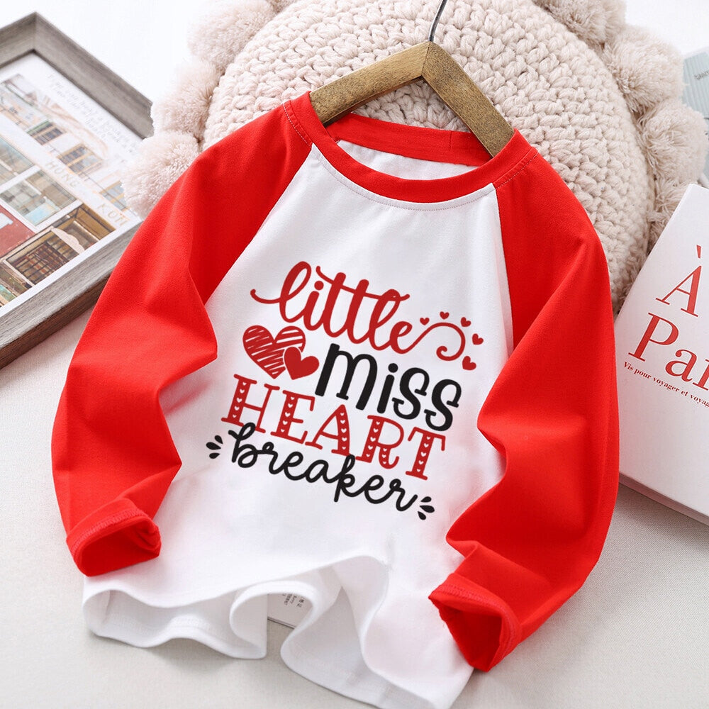 Valentines Kids Raglan T-shirt - Party Best Gift, Sibling Tee, Boys & Girls Long Sleeve Outfit