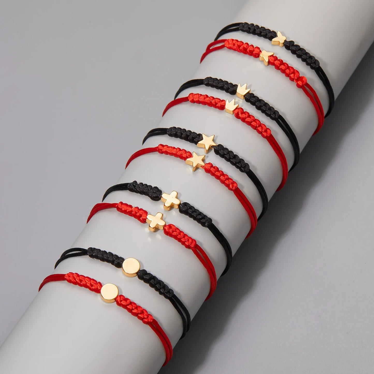 Red String of Fate Bracelets: Braided Red Black Rope, Long Distance, Protection & Couples Gift.