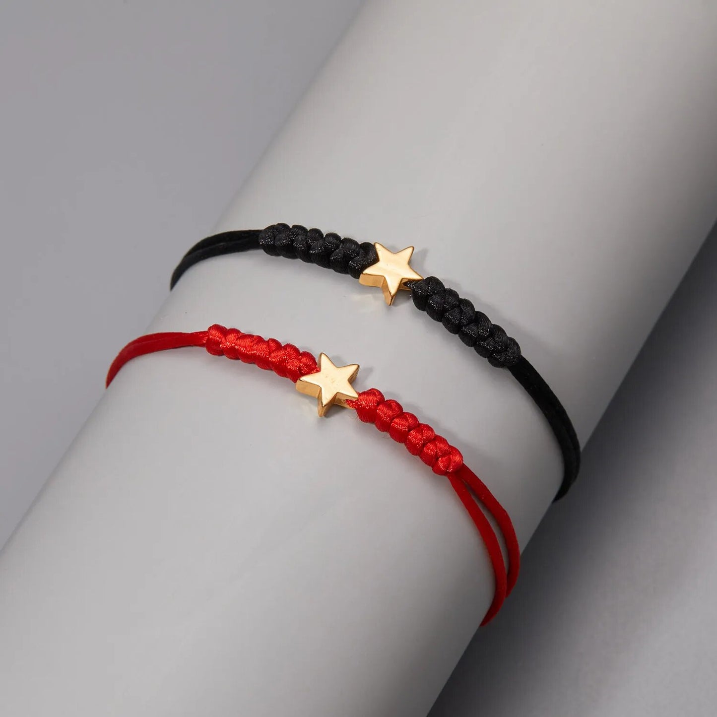 Red String of Fate Bracelets: Braided Red Black Rope, Long Distance, Protection & Couples Gift.