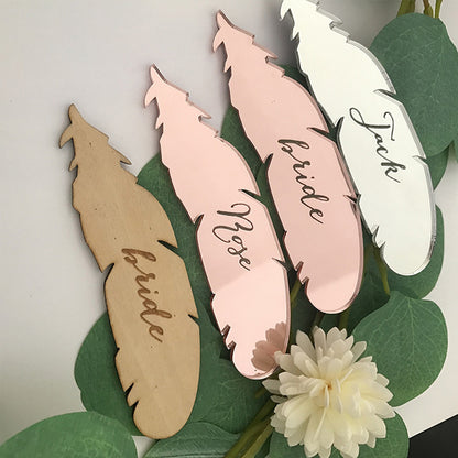 Personalized Feather-shaped Place Setting - Name Wedding decoration
