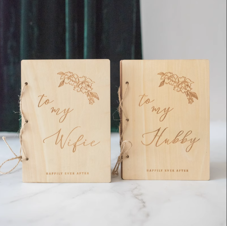 Wooden Wedding Vow Books Set