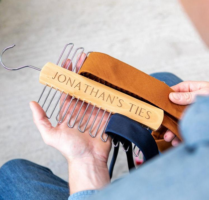 Personalized Engraved Wooden Tie Hanger
