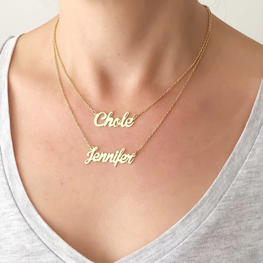 Personalized Double Layered Name Necklace - Custom Two Name Pendant, Friendship Gift