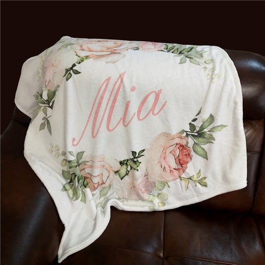 Personalized Baby Girl Name Blanket - Newborn Swaddle Wrap & Birthday Gift