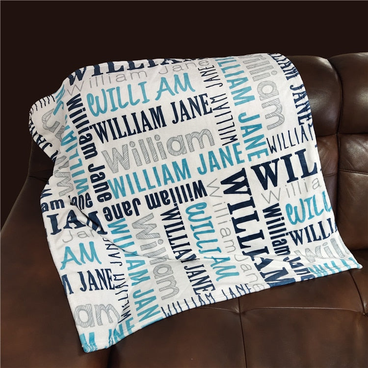 Personalized Baby Boy Name Blanket - Newborn Swaddle Wrap & Birthday Gift
