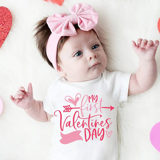 First Valentine's Baby Bodysuit - Summer, Short Sleeve