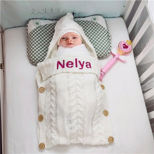 Name Personalized Baby Swaddle Wrap - Newborn Sleeping Bag Envelope