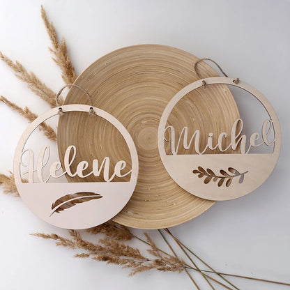 Personalized Engraved Baby Wooden Door Hangers