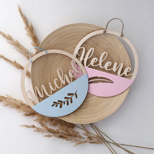 Personalized Engraved Baby Wooden Door Hangers