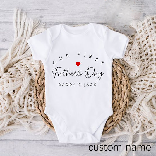 Personalized First Father's Day Bodysuit - Daddy & Baby Name, Summer Newborn