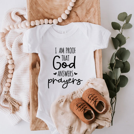 Proof God Answers Prayers Bodysuit - Answered Prayer Romper, Baby Announcement, Newborn Gift