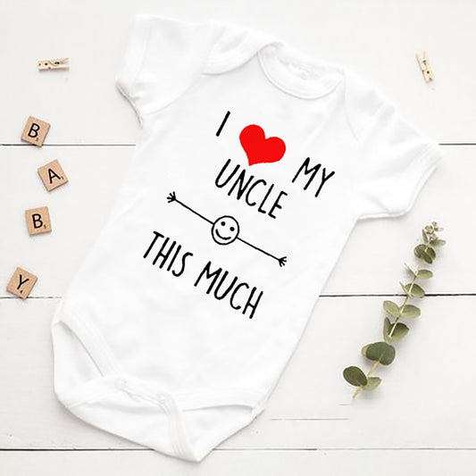 I Love My Uncle This Much Baby Romper - Short Sleeve, Funny Smile Print, Newborn Gift Ropa.