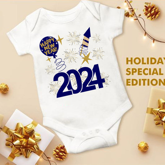 Baby Bodysuit Hello 2024 Inant Romper New Year Baby Gift Toddler Short Sleeve Jumpsuit Boys Girls Clothes Newbron Shower Present