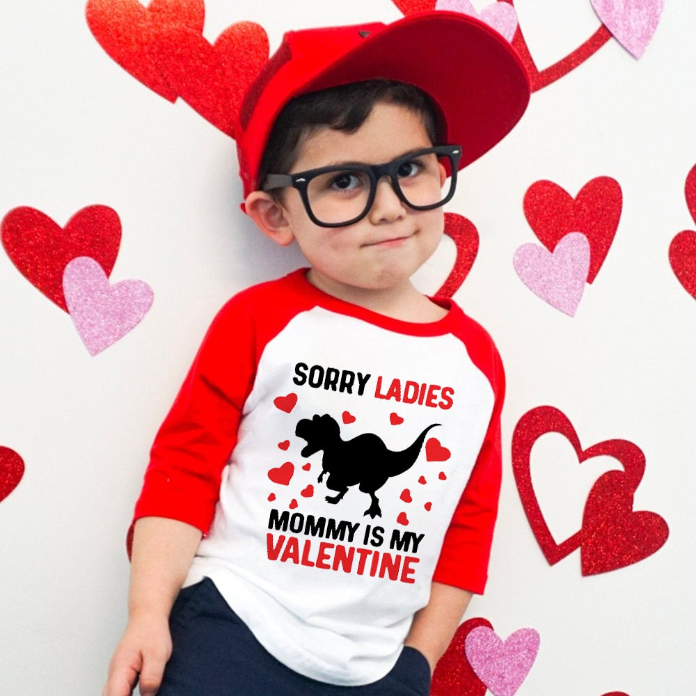 Valentines Kids Raglan T-shirt - Party Best Gift, Sibling Tee, Boys & Girls Long Sleeve Outfit