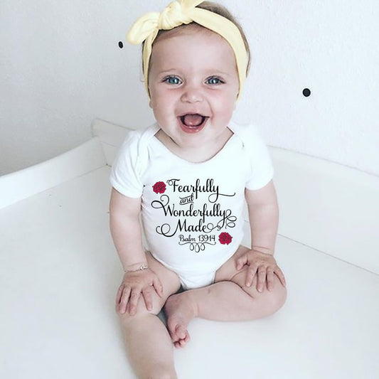 Fearfully & Wonderfully Made Bodysuit - Faith Romper, Christian Newborn, Boys & Girls Gift.