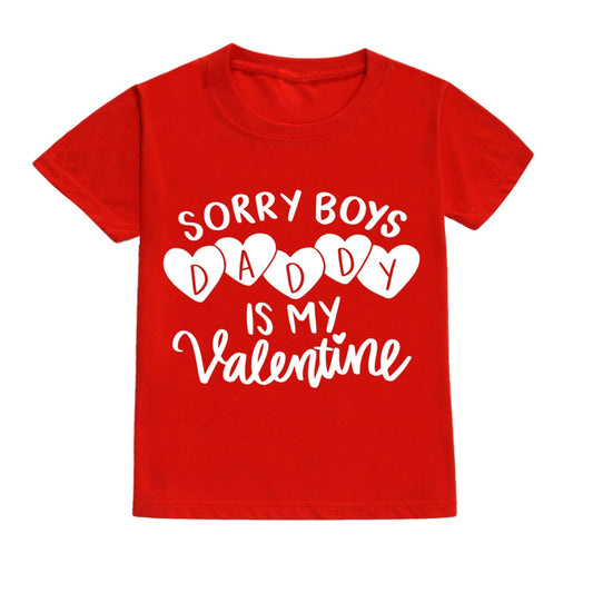 Daddy's Valentine Kids T-Shirt - Child Red Top, Boys & Girls, Valentine's Day Party Gift.