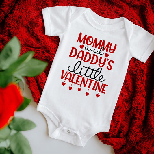 Mommy & Daddy's Little Valentine Infant Bodysuit - Newborn, Short Sleeve Playsuit
